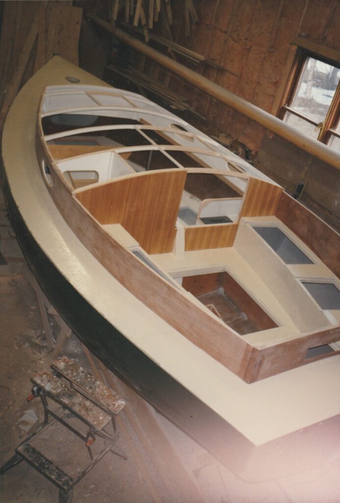 Wittholz 20' cold molded Catboat under construction at Big Pond Boat Shop